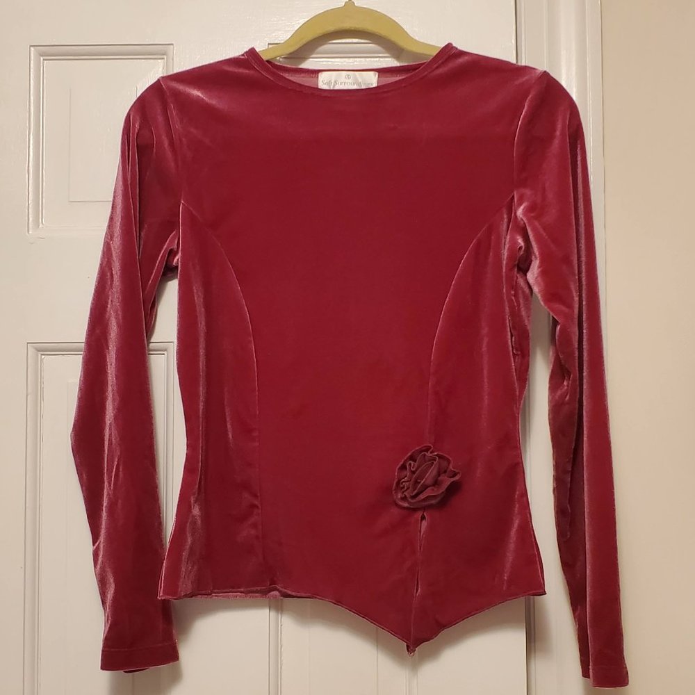 Raspberry Velour Top with Rosette